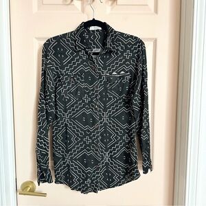 Black geo print EIS button up